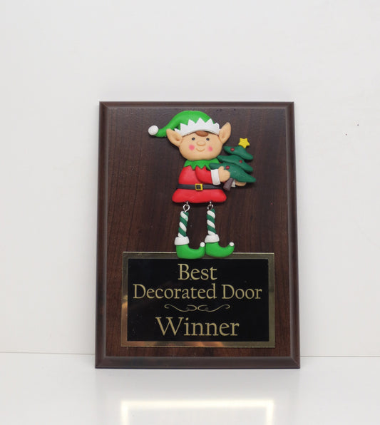 CUSTOM For Debra Ugliest Ugly Sweater Trophy Plaque Elf Dangle Legs Best Decorated Door Office House Gingerbread Cookie Bake Off