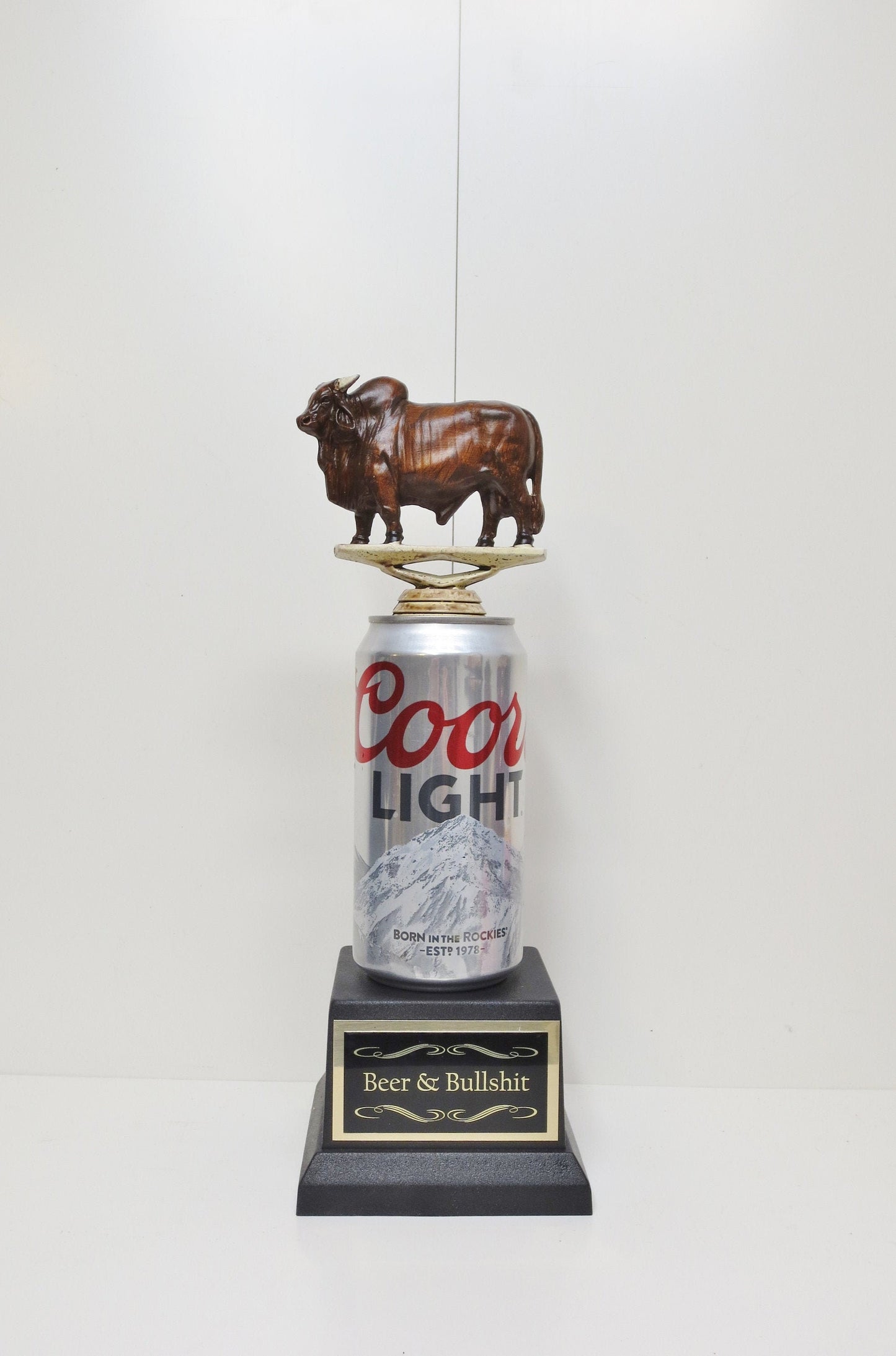 Funny Trophy  Beer & Bullshit Beer Trophy No Bull BS Bullshit Award Beer Challenge Full of Bull Gag Gift Beer Drinker Award FFL Loser