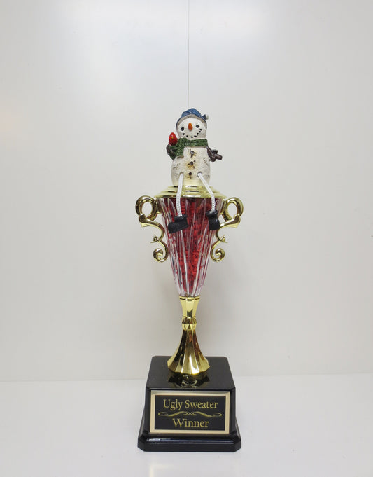 Ugliest Ugly Sweater Contest Trophy Christmas Snowman w Dangle Leg Holiday Decor Christmas Decor Kids Gingerbread Cookie Bake Off Winner