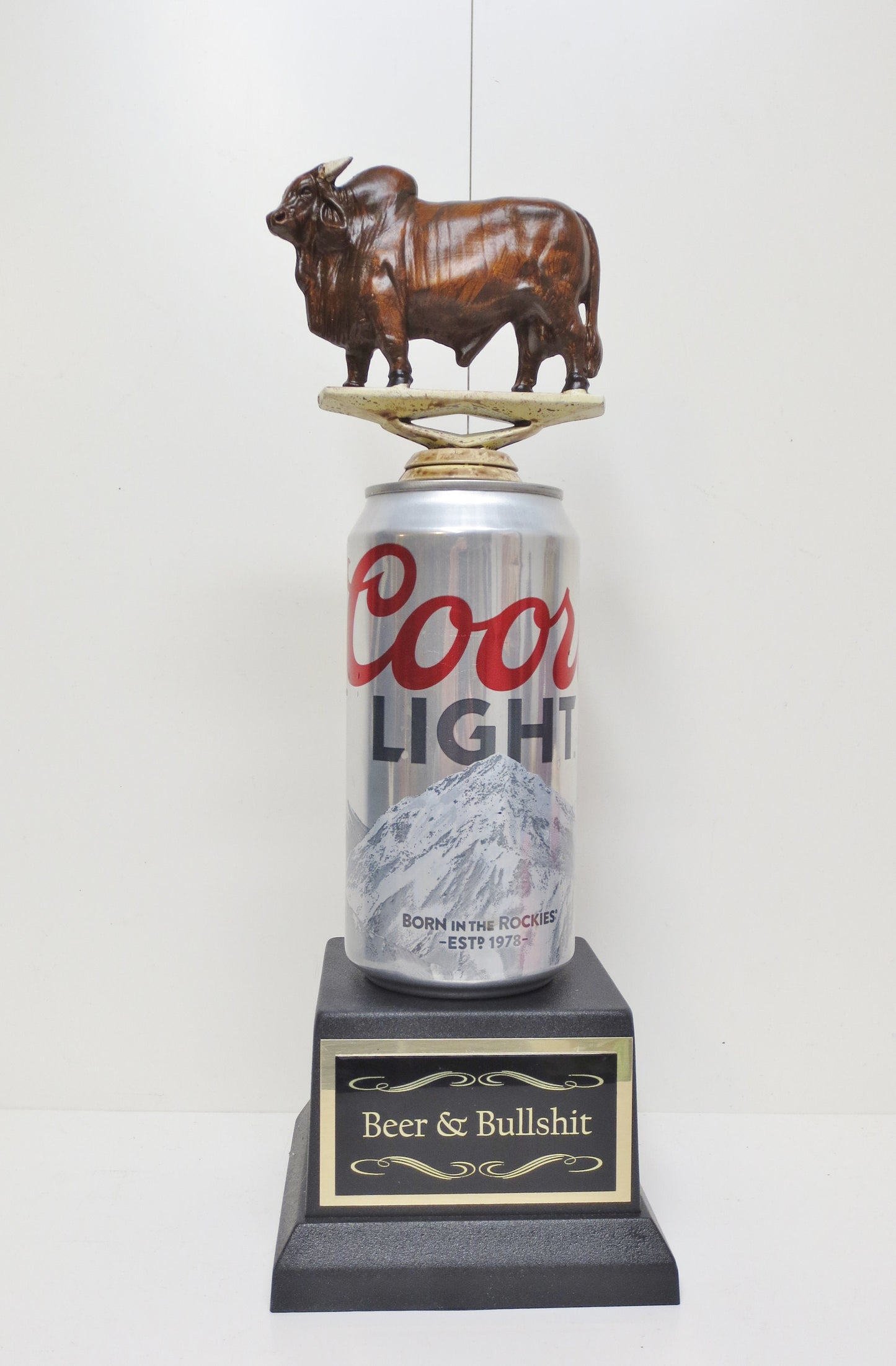 Funny Trophy  Beer & Bullshit Beer Trophy No Bull BS Bullshit Award Beer Challenge Full of Bull Gag Gift Beer Drinker Award FFL Loser