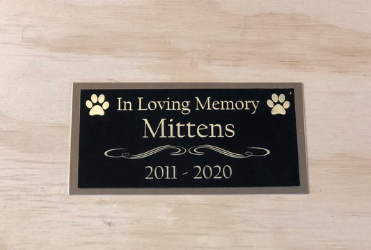 Cat Urn Custom Engraved Name Plate for Cremation Urn Dog Urn Pet Urn Black/Gold Personalized Engraved Name Plaque Name Plate Memorial Plaque