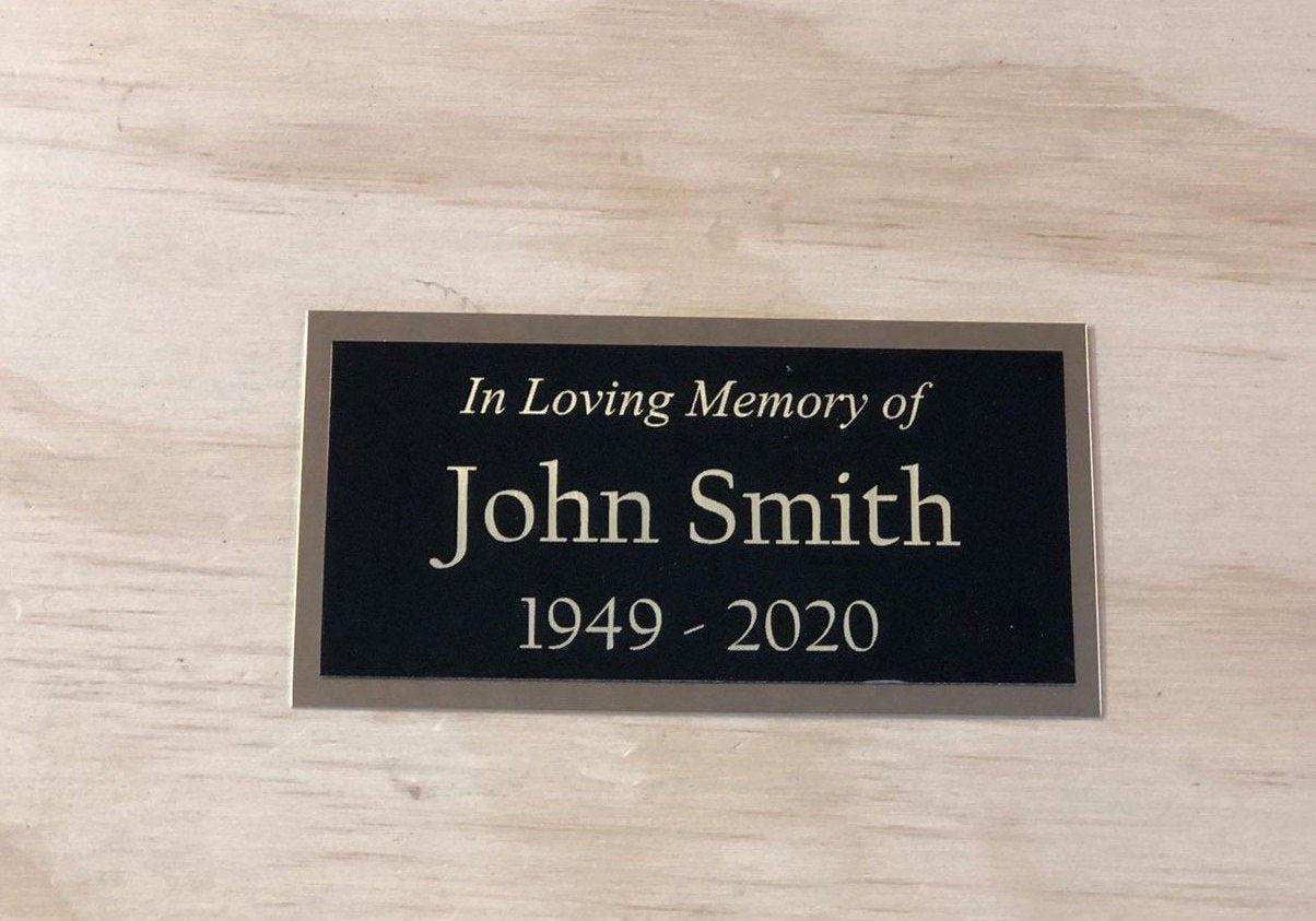 BRASS Memorial Urn Plaque Custom Engraved Name Plate for Cremation Urn or Memorial In Loving Memory Of Plaque  Engraved Plate Name Plaque