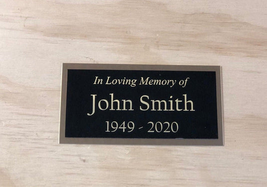 BRASS Custom Engraved Name Plate for Cremation Urn or Memorial In Loving Memory Of Plaque Black/Gold Backing Engraved Plate Name Plaque
