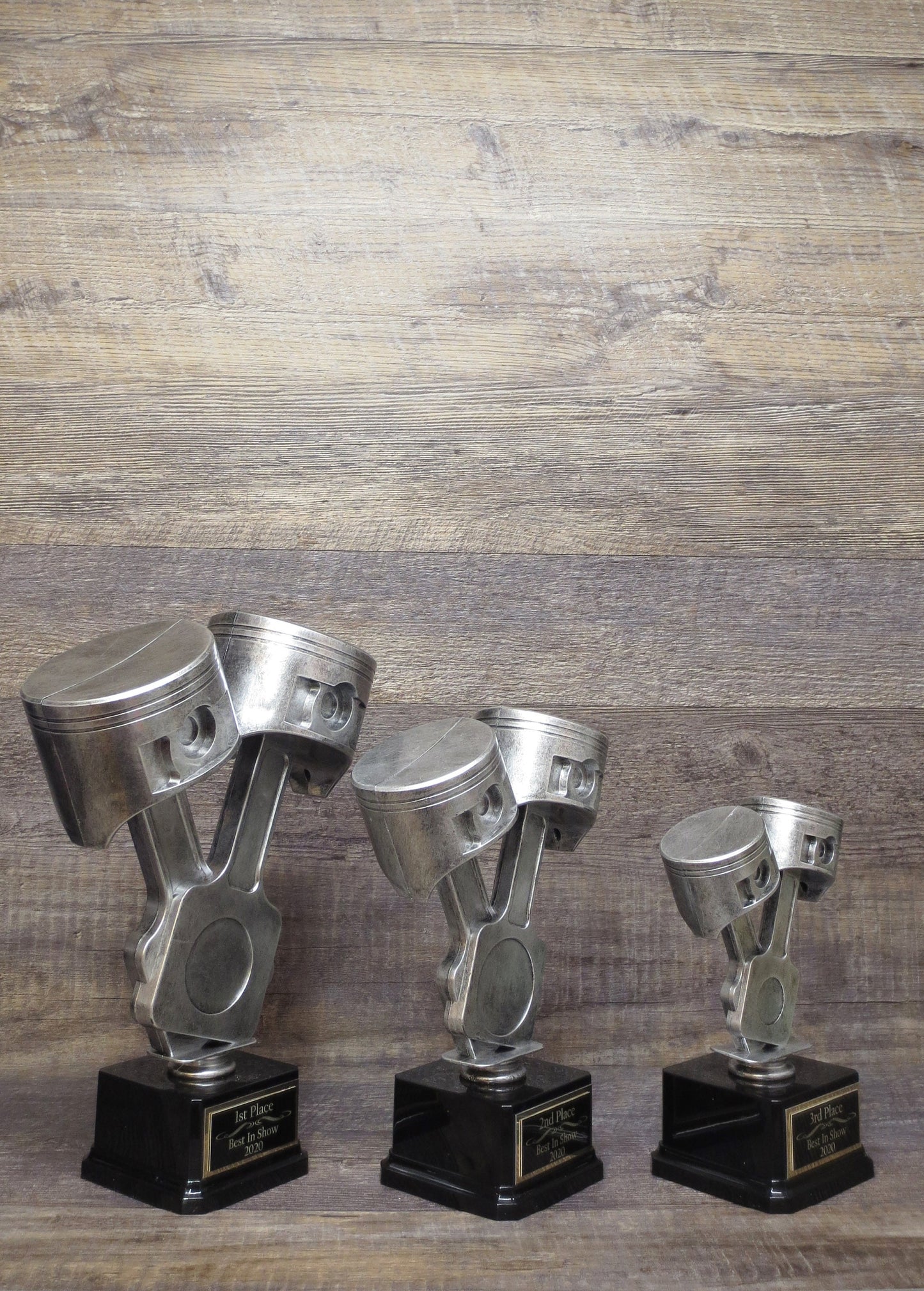 Car Show Trophies Set of 3 Custom Rods & Pistons Hot Rod Racing Trophy Racing Trophy Award Winner Best In Show Best Mechanic Trophy Award