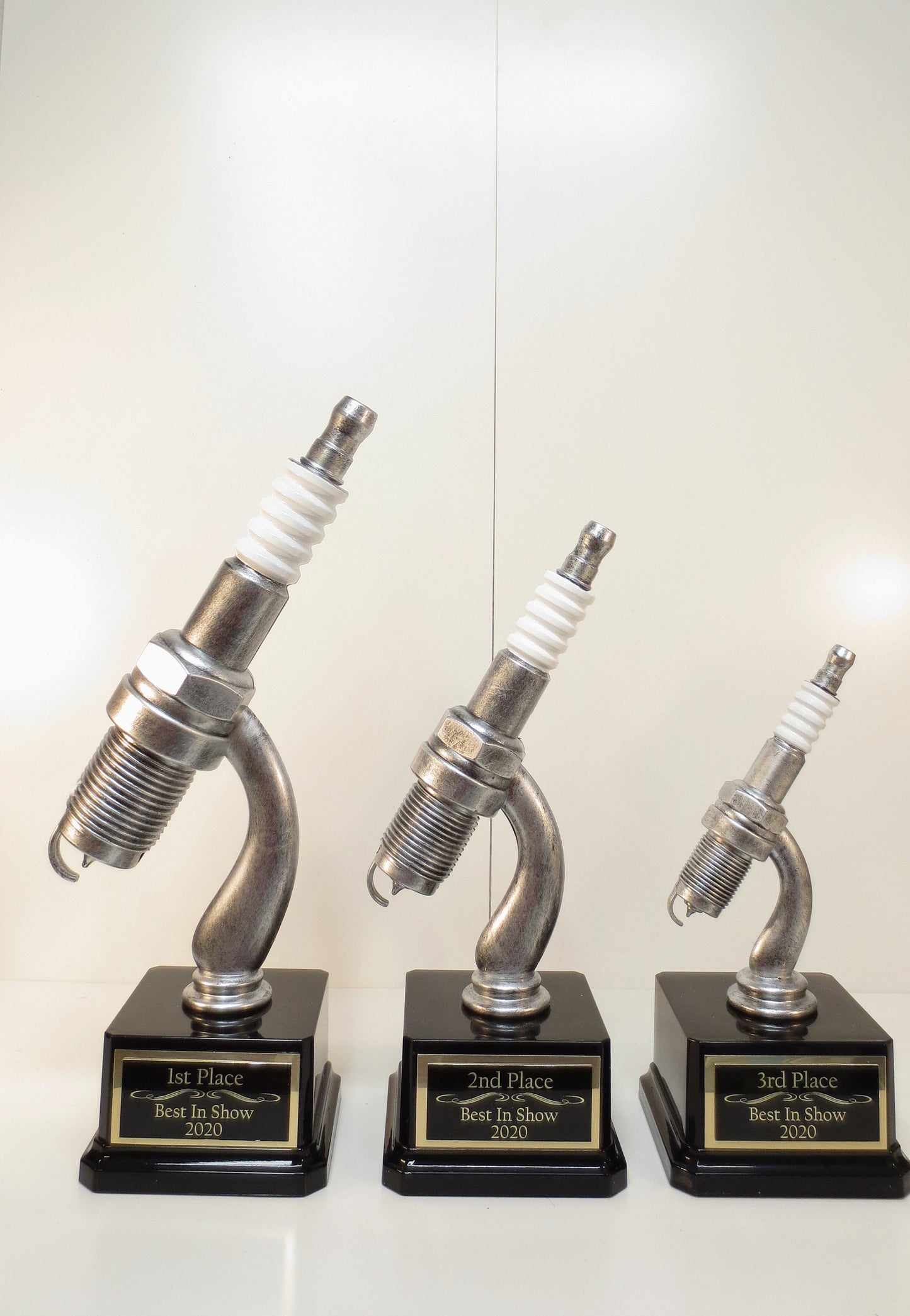 Car Show Trophies Racing Trophy Set of 3 Spark Plug Trophy Mechanic Trophy Silver Spark Plug Award Winner Best In Show Best Custom Engraved