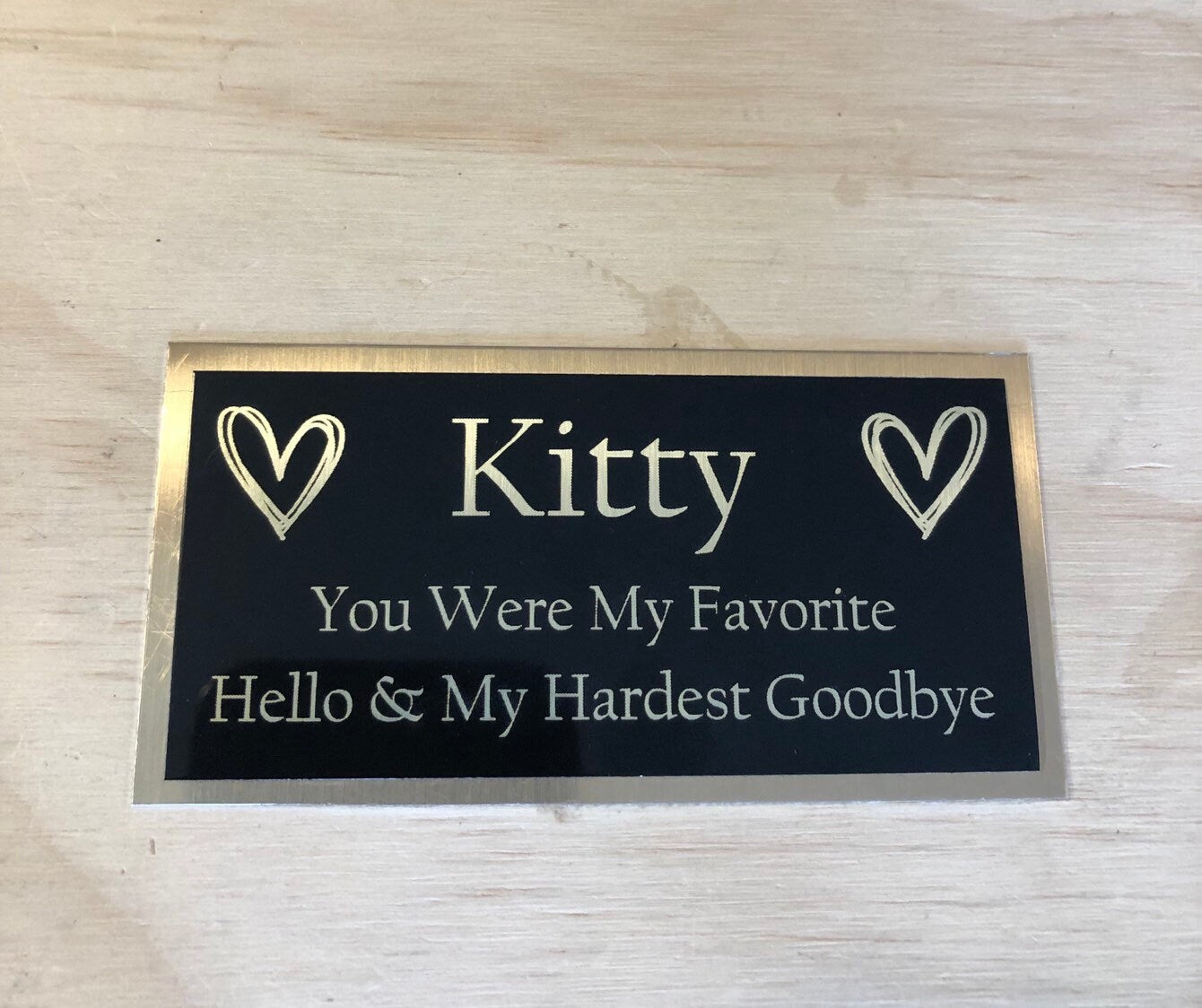 Custom Engraved Name Plate for Dog Urn Cremation Cat Urn Pet Urn Black/Gold Backing Engraved Plate Name Plaque Name Plate Memorial Plaque