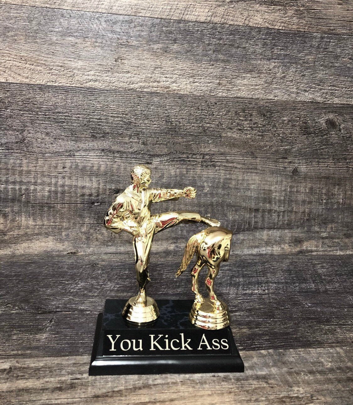 You Kick Ass Funny Trophy Karate Trophy Jack Ass Horses Rear Funny Award Gag Gift Inspirational Top Sales Best Friend Spouse Father's Day