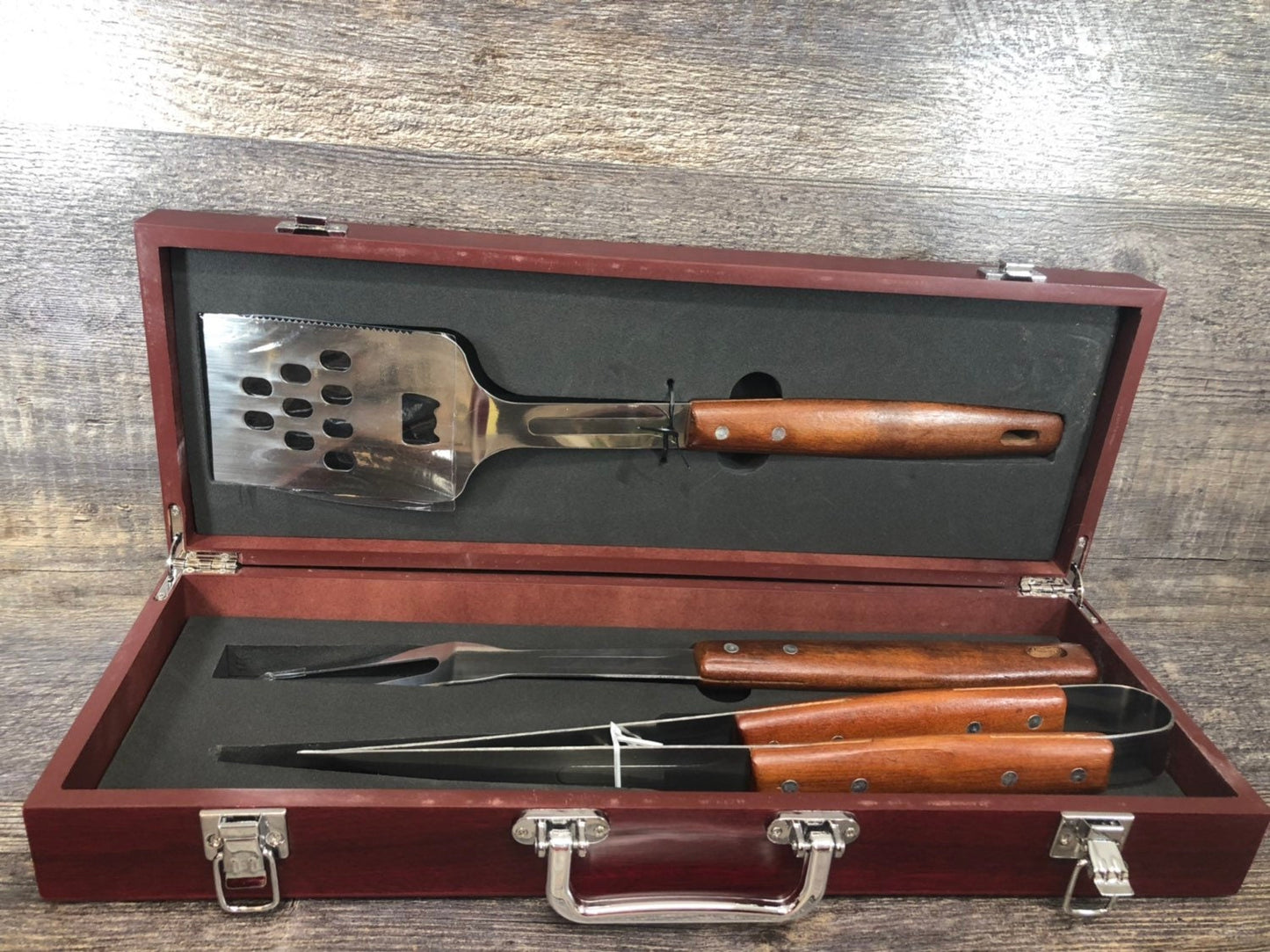BBQ Set Grilling Tool Set Custom Engraved Gift For Dad Father's Day Gift For Him Birthday Rosewood rill Master Gift Set Grilling Set