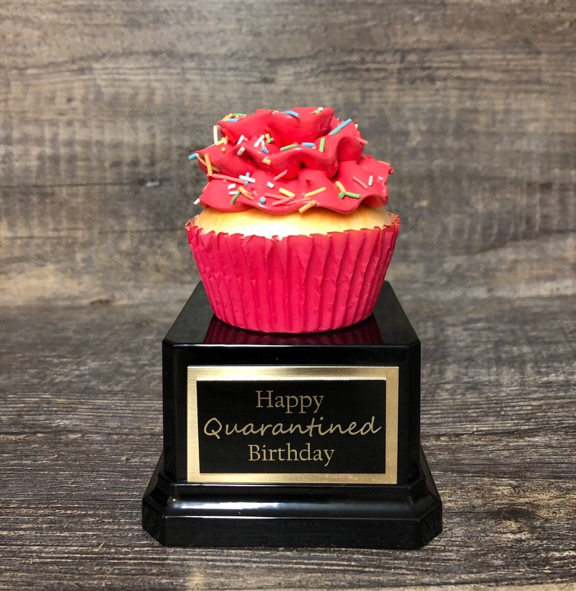 Cupcake Trophy Birthday Quarantine Gag Gift Social Distancing Happy Birthday Dessert Trophy Personalized Funny Trophy Adult Humor