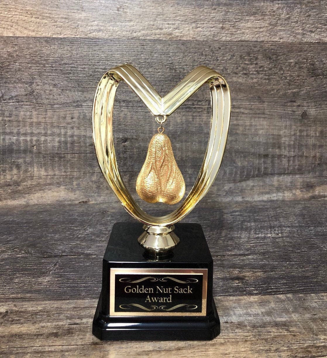 Golden Nut Sack Fantasy Football Loser Trophy Award Testicle Funny Trophy You Suck Balls Last Place FFL Sacko Adult Humor Gag Gift