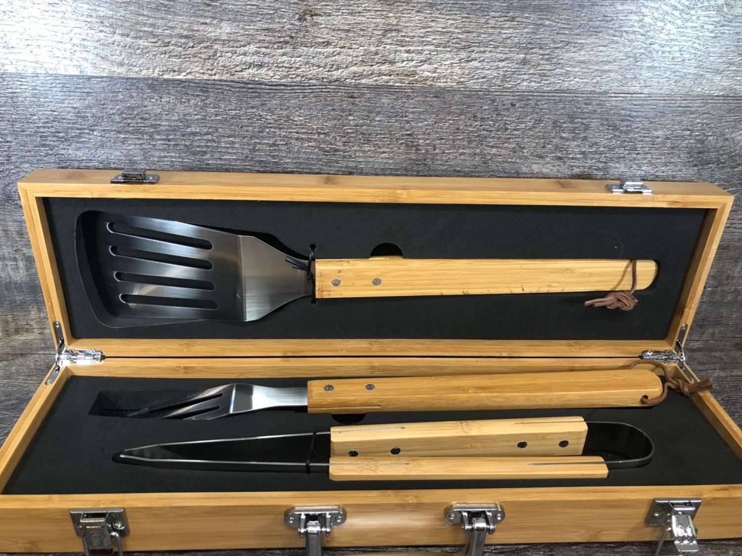 Personalized BBQ Set Grilling Tool Set Engraved Father's Day Gift For Him Birthday Gift Bamboo Grill Master Gift Set Grilling Set