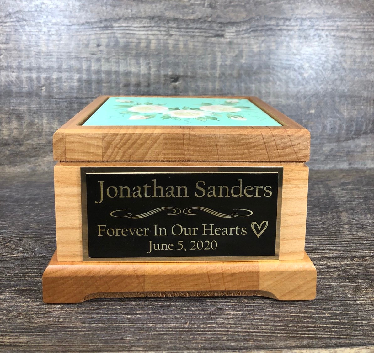 Baby Urn For Ashes Hand Painted Roses Infant Urn Boy / Girl Small Child Cremation Memorial Human Personalized Engraved Tag Memorial Keepsake