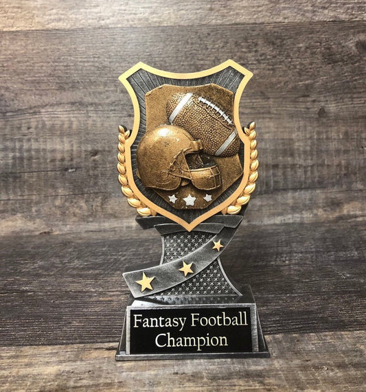 Fantasy Football Trophy FFL Football Shield Champion Winner Fantasy League Custom Trophy Sports Award  Free Engraving