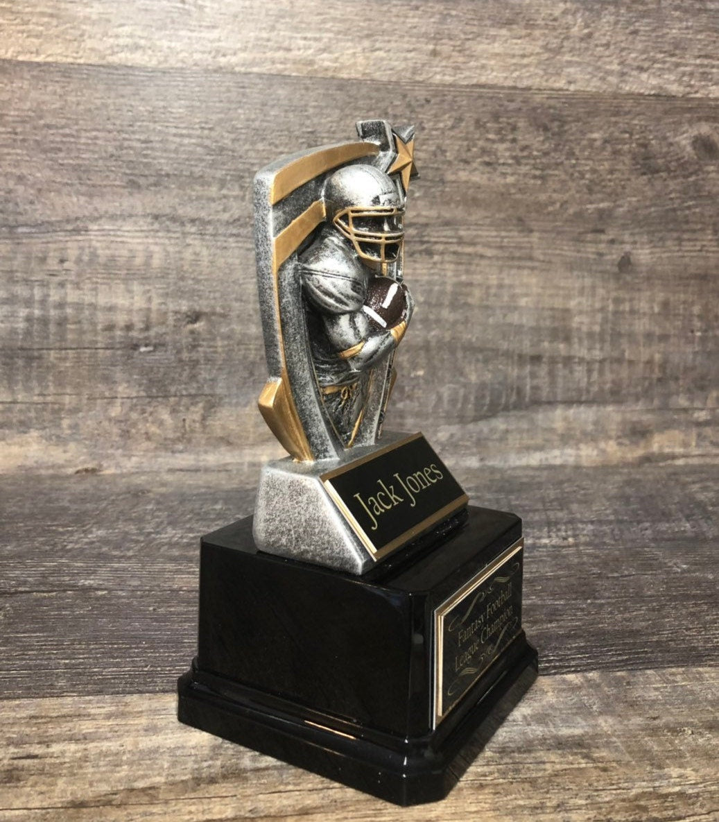 Fantasy Football Trophy FFL Football Trophy TWO Custom Engraved Tags Champion Winner Fantasy League Custom Trophy Sports Award