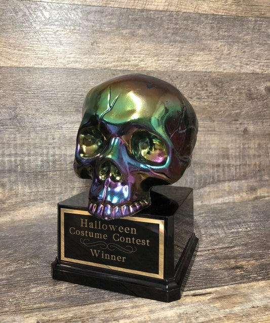 Halloween Trophy Oil Slick Color Shift Scariest Costume Contest Best Costume Dia De Los Muertos Trophy Skeleton Halloween Decor
