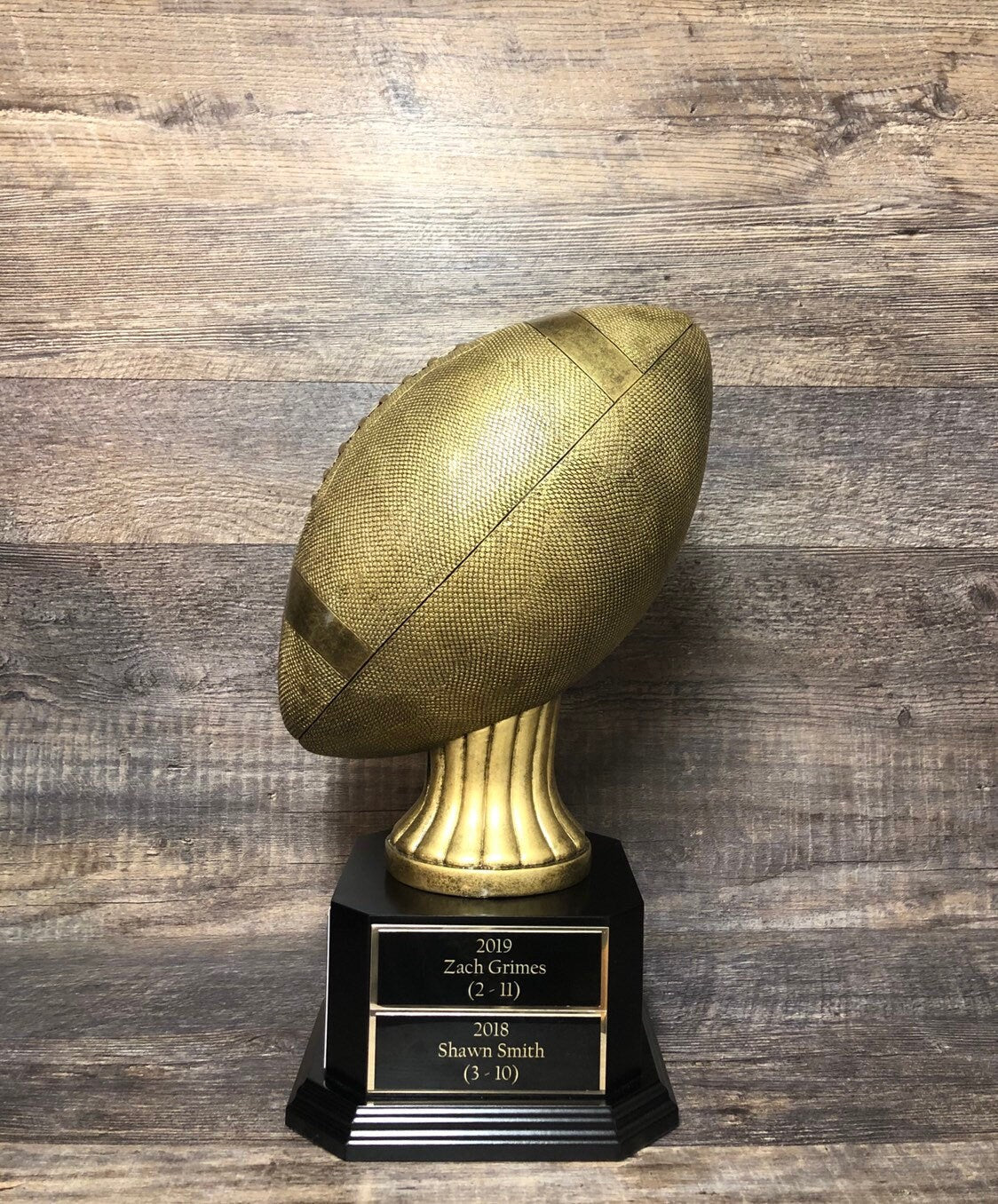 Fantasy Football Trophy League Trophy FFL Trophy 15" FULL SIZE Antique Gold Football 6 or 12 Year Perpetual Championship League Award Winner