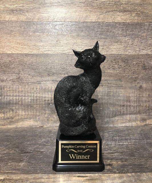 Halloween Trophy Scariest Costume Contest Pumpkin Carving Best Costume Black Cat LIGHT UP EYES Day of the Dead Dia De Los Muertos Halloween