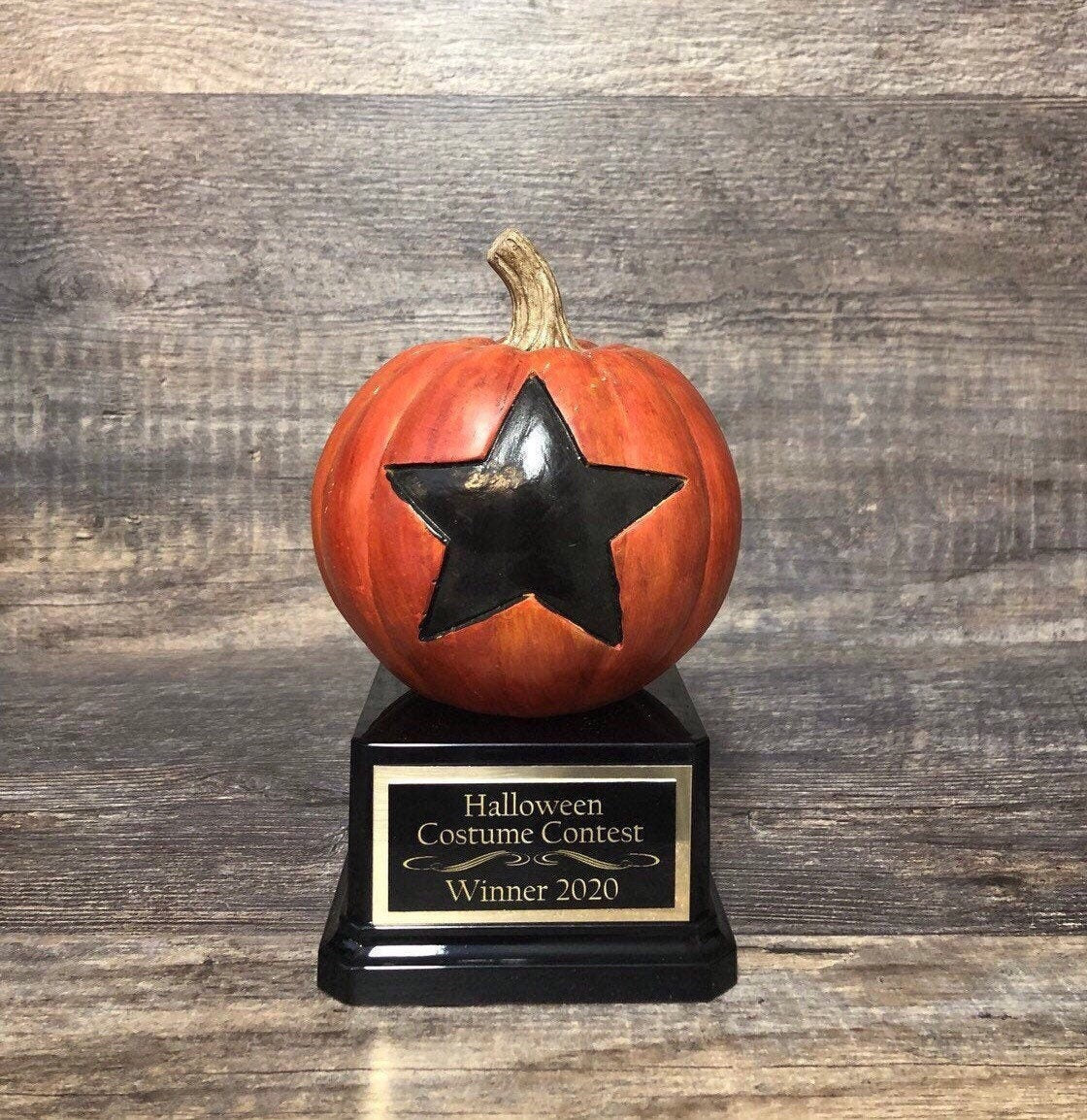 Halloween Trophy Pumpkin Carving Contest Pumpkin with Black Star Halloween Costume Contest Jack O Lantern Trophy Trunk or Treat Winner