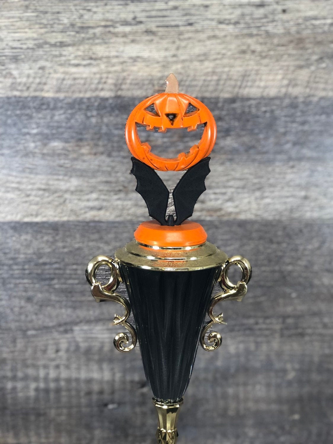 Costume Party Prize Halloween Trophy Pumpkin Carving Contest Winner Black Bat Halloween Decor Jack O Lantern Trunk Or Treat Pumpkin Decor