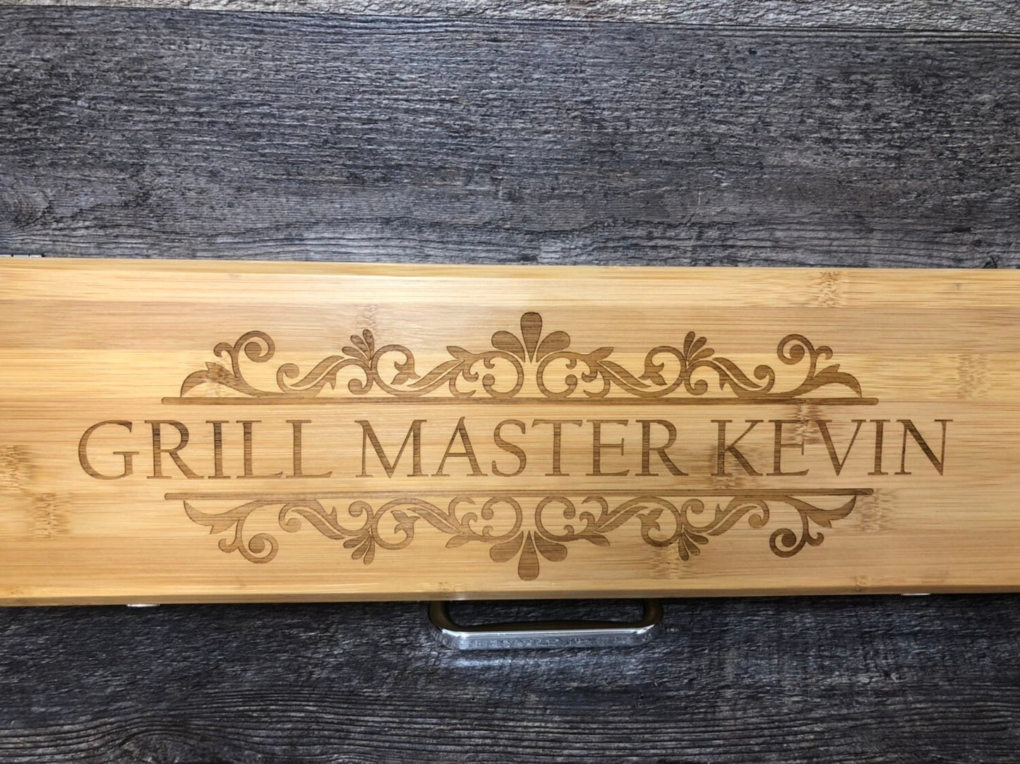 Personalized BBQ Set Grilling Tool Set Engraved Father's Day Gift For Him Birthday Gift Bamboo Grill Master Gift Set Grilling Set