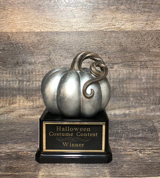 Halloween Wedding Trophy Silver Metallic Pumpkin Table Centerpiece Carving Contest Trophy or Best Costume Contest Halloween Decor