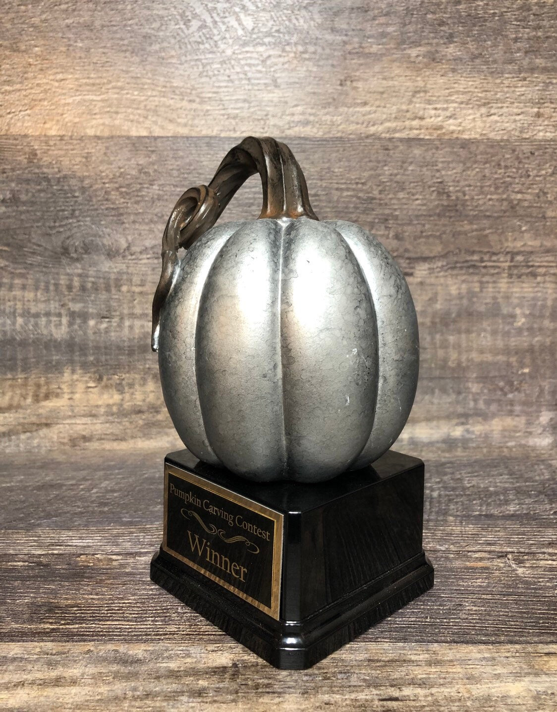 Halloween Wedding Trophy Silver Metallic Pumpkin Table Centerpiece Carving Contest Trophy or Best Costume Contest Halloween Decor