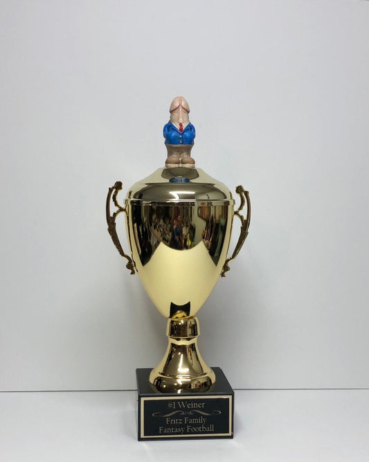 Fantasy Football Dickhead Trophy FFL Sacko Funny Trophy Award Metal Winning Cup Marble Base Gag Gift Adult Humor Penis Last Place