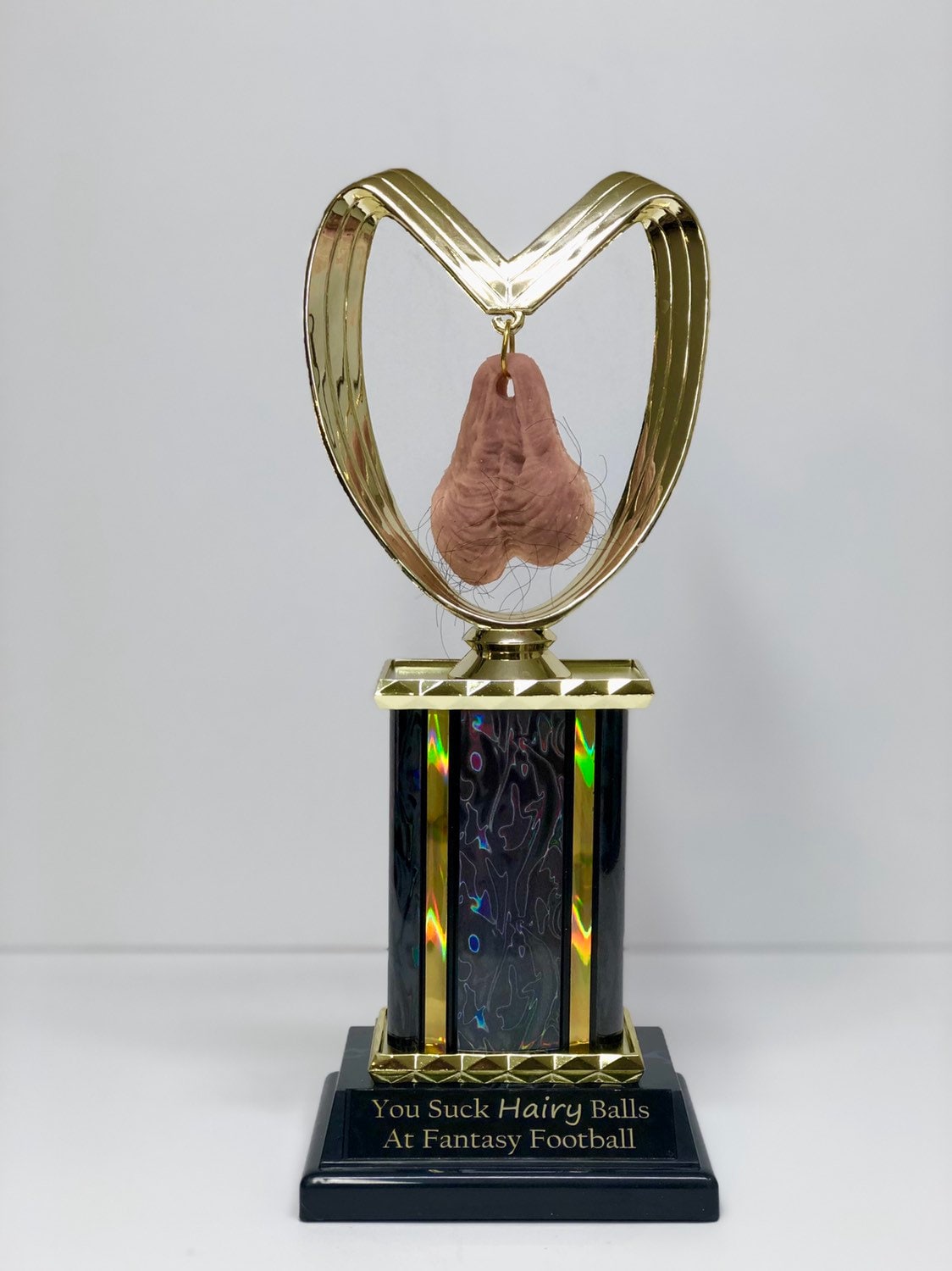 Fantasy Football HAIRY Balls Sacko Loser Trophy Last Place FFL Trophy You Suck HAIRY Balls Funny Trophy Adult Humor Gag Gift Testicle