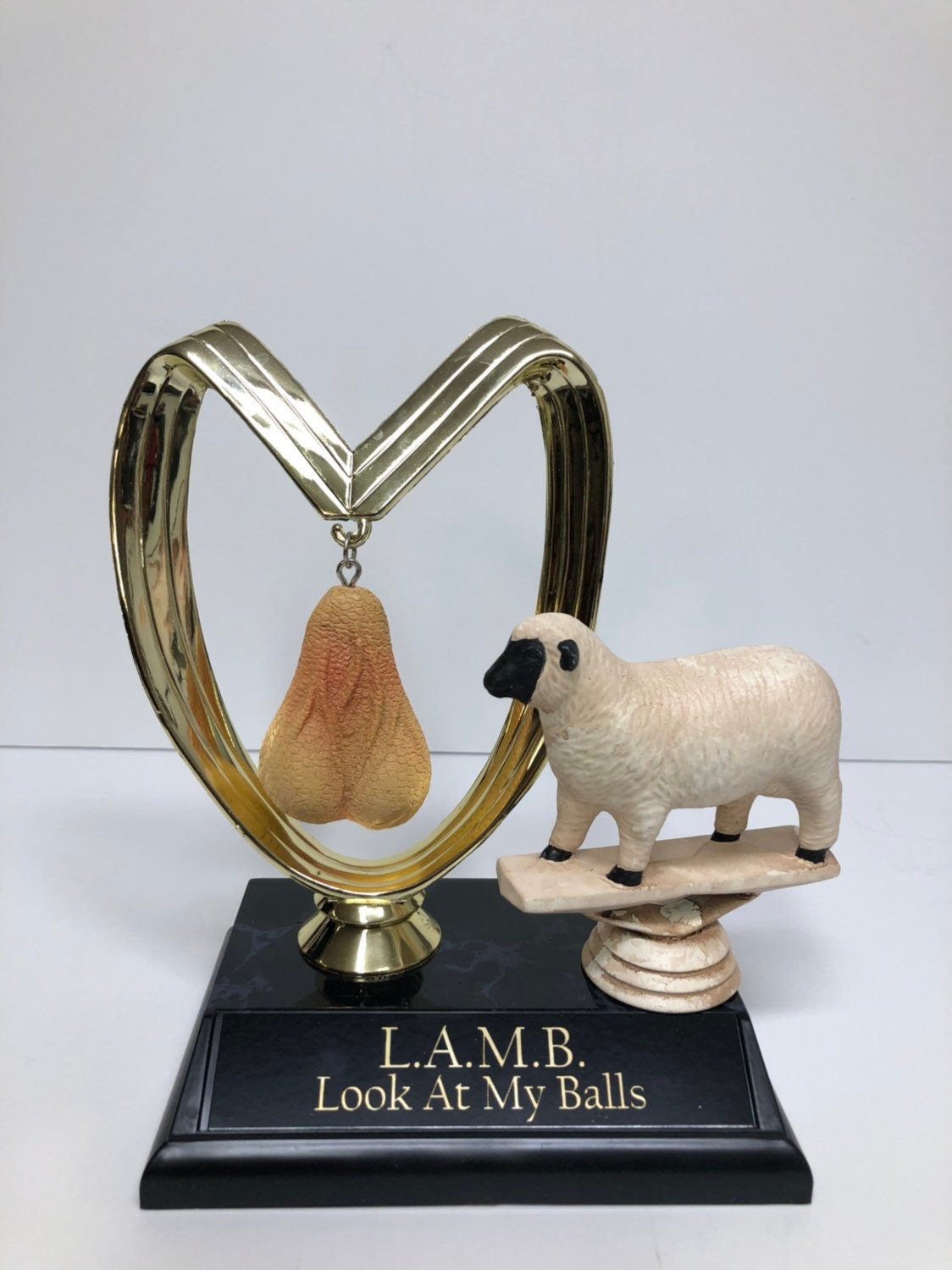 L.A.M.B Look At My Balls Funny Trophy Aww Nuts! Fantasy Football FFL Loser Award Trophy Adult Humor Grow A Pair Gag Gift Penis Testicle