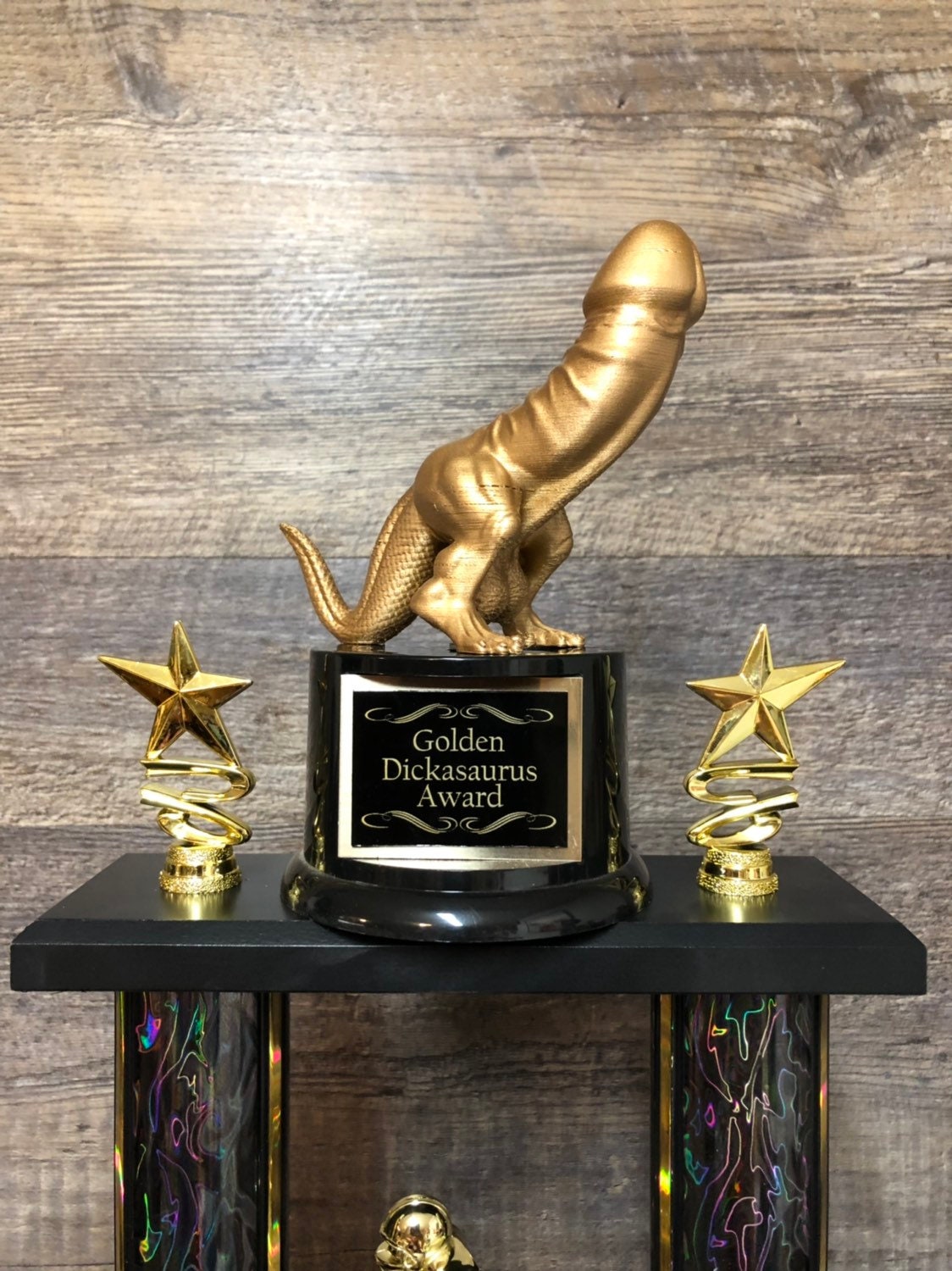 Fantasy Football Golden Dickasaurus Loser Trophy Last Place FFL Sacko Trophy Funny Trophy Adult Humor Gag Gift Testicle Penis