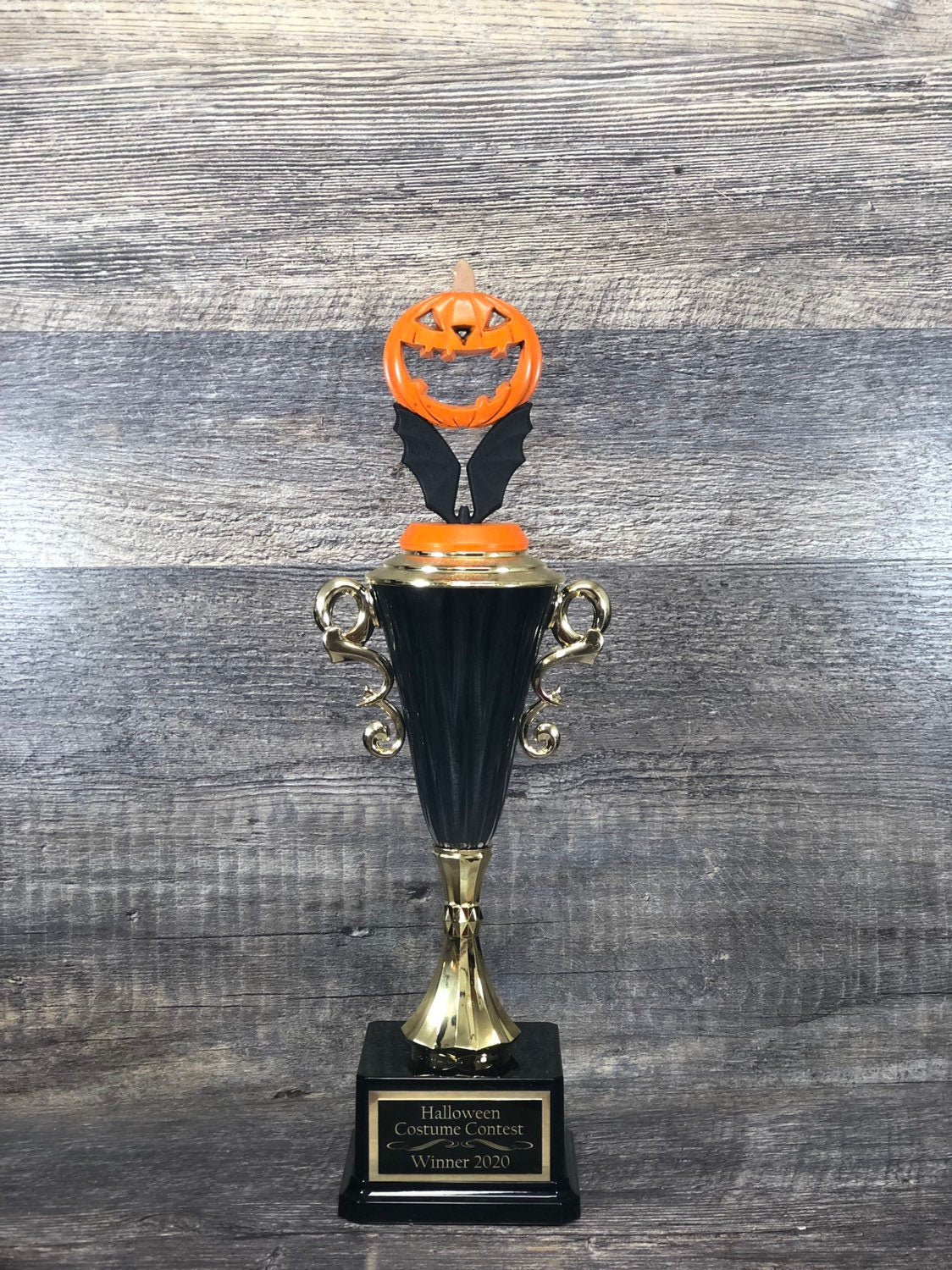 Costume Party Prize Halloween Trophy Pumpkin Carving Contest Winner Black Bat Halloween Decor Jack O Lantern Trunk Or Treat Pumpkin Decor