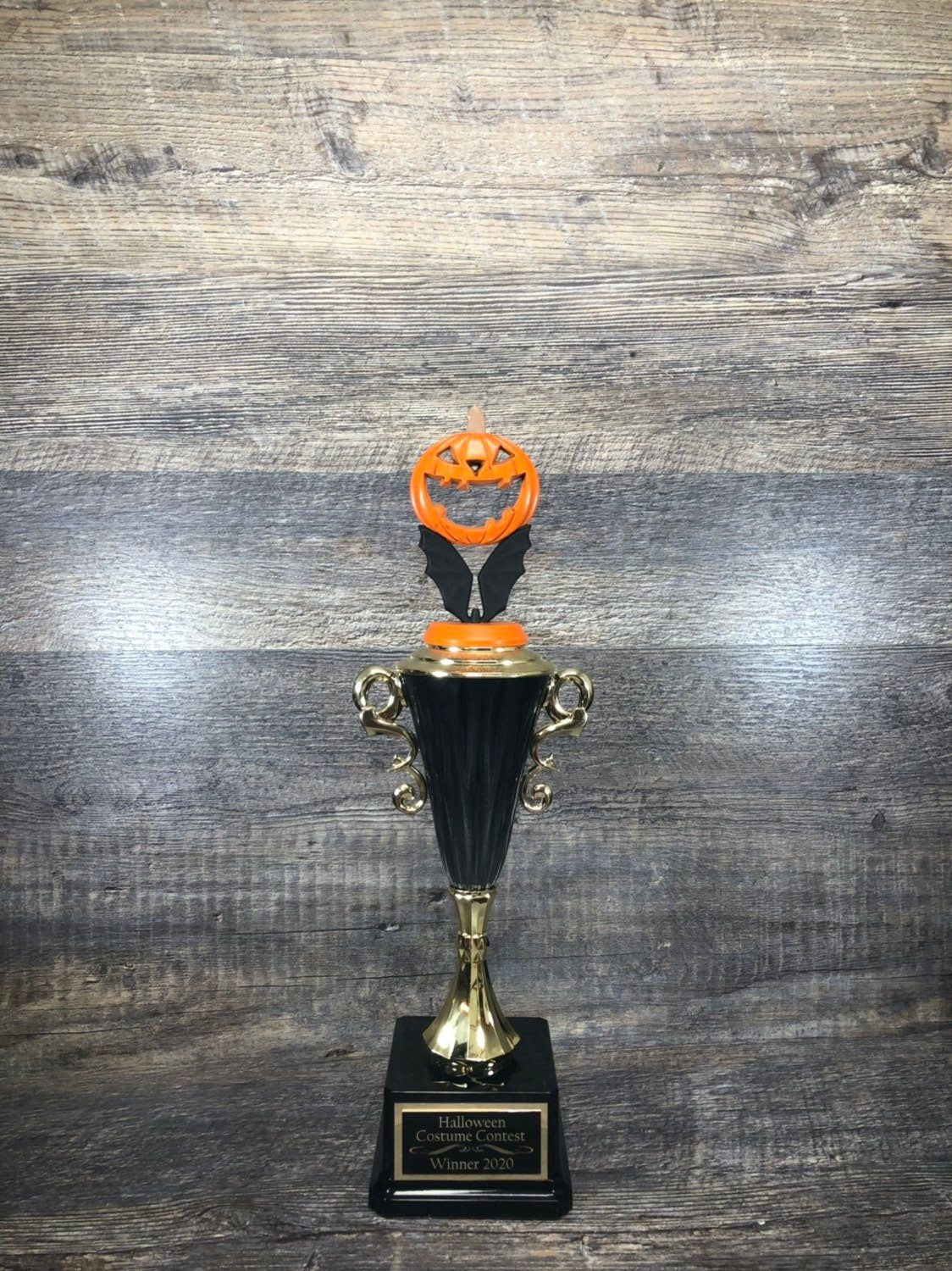 Costume Party Prize Halloween Trophy Pumpkin Carving Contest Winner Black Bat Halloween Decor Jack O Lantern Trunk Or Treat Pumpkin Decor