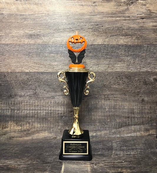 Costume Party Prize Halloween Trophy Pumpkin Carving Contest Winner Black Bat Halloween Decor Jack O Lantern Trunk Or Treat Pumpkin Decor