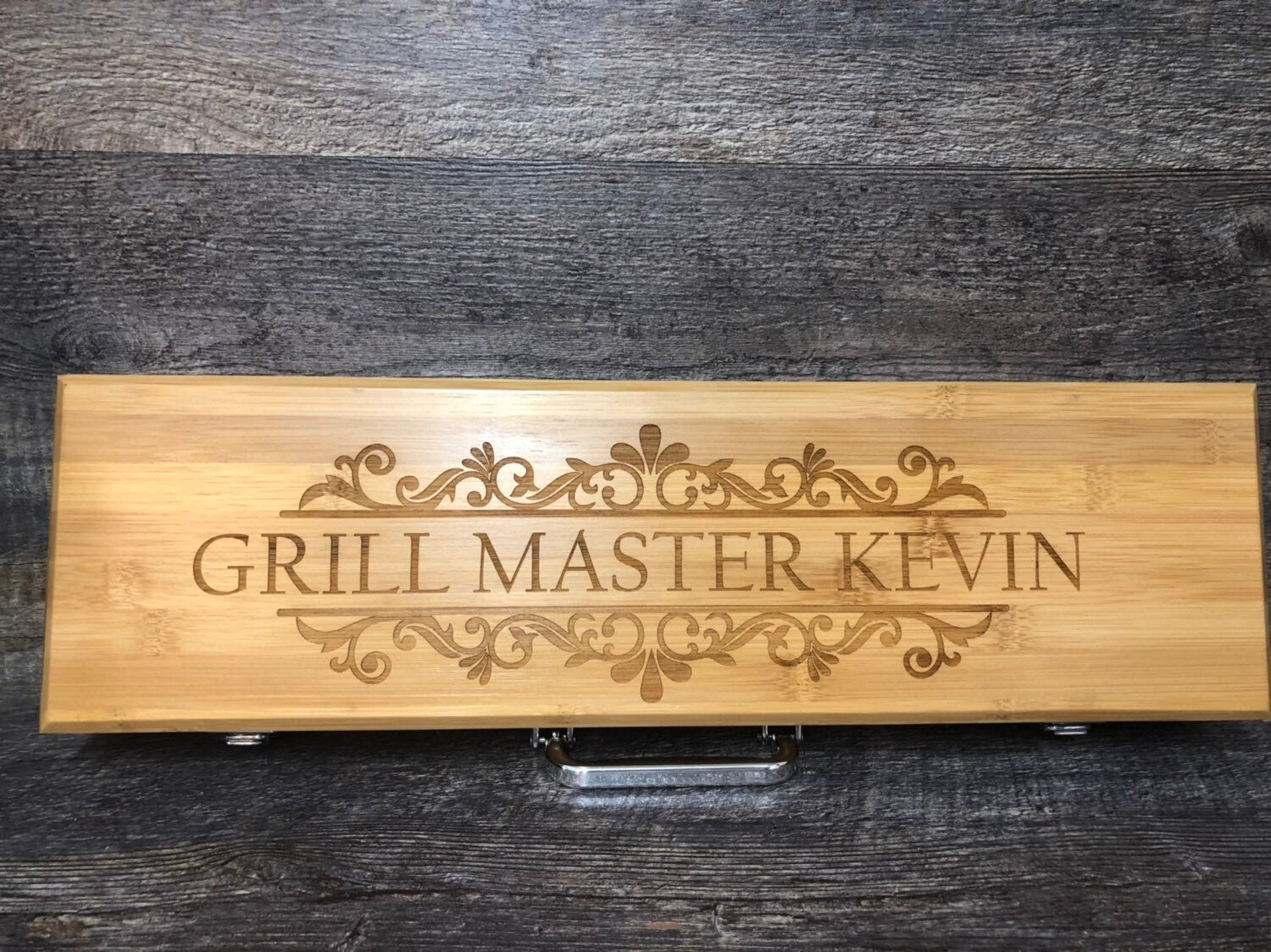 Personalized BBQ Set Grilling Tool Set Engraved Father's Day Gift For Him Birthday Gift Bamboo Grill Master Gift Set Grilling Set