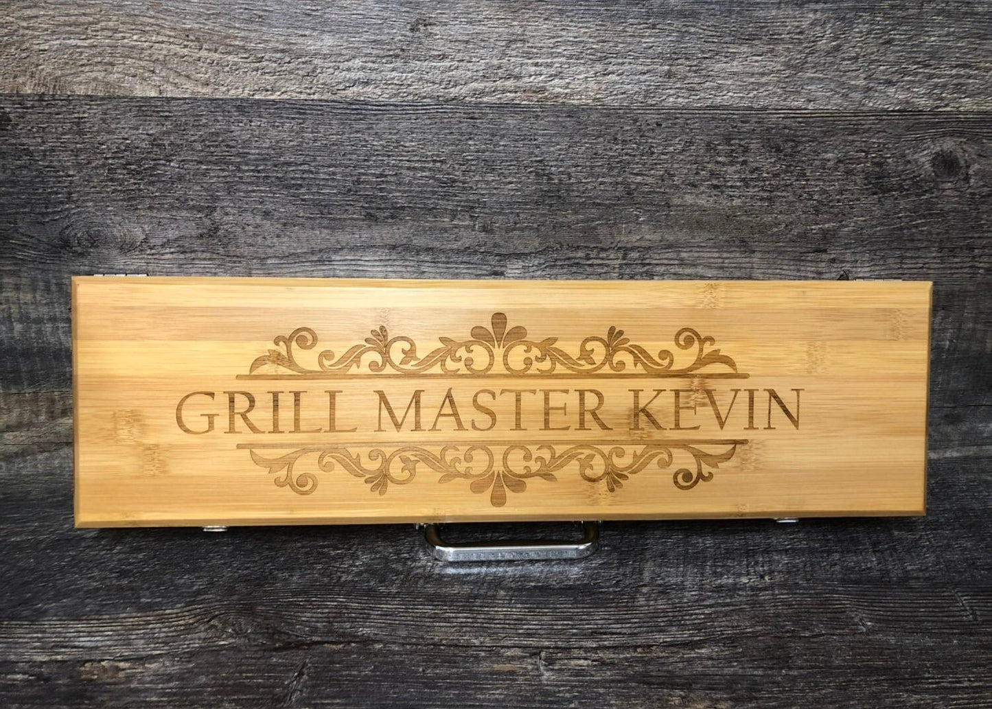 Personalized BBQ Set Grilling Tool Set Engraved Father's Day Gift For Him Birthday Gift Bamboo Grill Master Gift Set Grilling Set