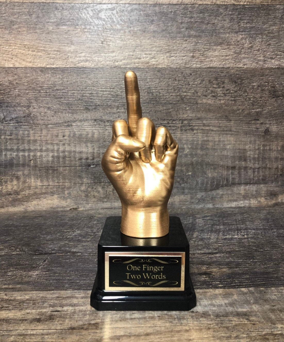 Fishing Trophy Best Fish Story Funny Trophy Middle Finger Fishing Gag Gift Adult Humor Birthday Gift F*ck You Trophy One Finger Two Words