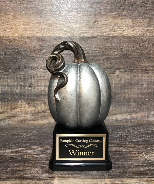 Halloween Wedding Trophy Silver Metallic Pumpkin Table Centerpiece Carving Contest Trophy or Best Costume Contest Halloween Decor