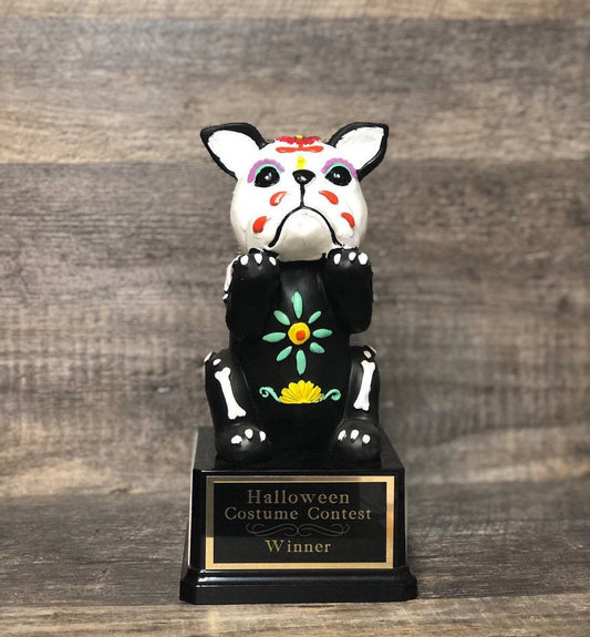 Halloween Trophy Day of the Dead Sugar Skull Dog Halloween Costume Contest Winner Trophy Pumpkin Carving Contest Winner FREE ENGRAVING