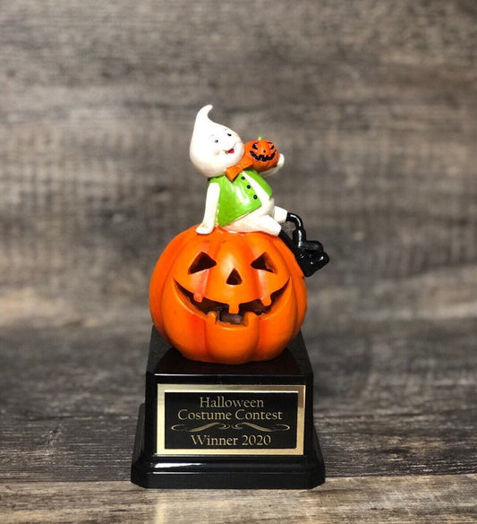 Halloween Trophy Whimsical Rustic Ghost Halloween  Pumpkin Carving Contest Trophy Best Costume Contest Jack O Lantern Halloween Decor