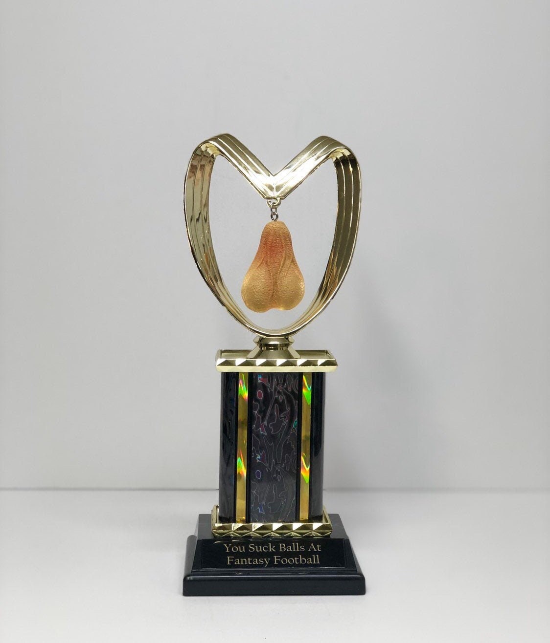 Fantasy Football Sacko You Suck Balls Loser Trophy Last Place FFL Trophy You Suck HAIRY Balls Funny Trophy Adult Humor Gag Gift Testicle
