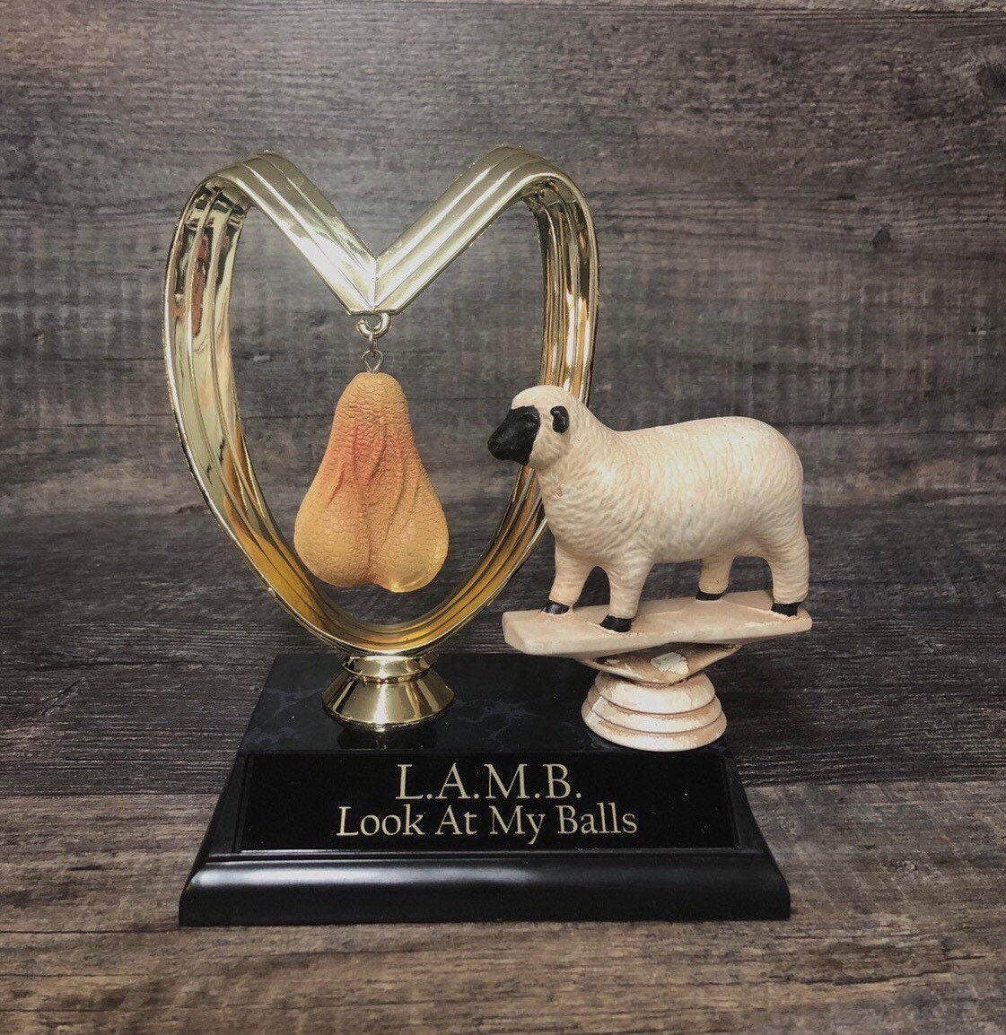 L.A.M.B Look At My Balls Funny Trophy Aww Nuts! Fantasy Football FFL Loser Award Trophy Adult Humor Grow A Pair Gag Gift Penis Testicle