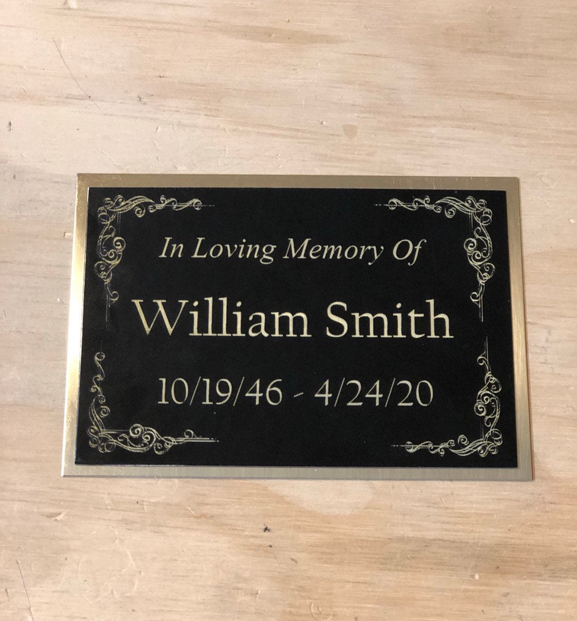 Custom Engraved In Loving Memory Of Name Plate for Cremation Urn or Memorial Urn Tag Plaque Black/Gold Backing Engraved Urn Name Plate