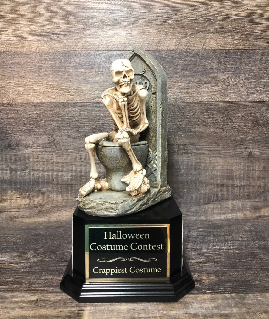Halloween Trophy Crappiest Costume Skeleton Toilet Worst Costume Perpetual Trophy Contest Loser Dia De Los Muertos Halloween Decor Skull