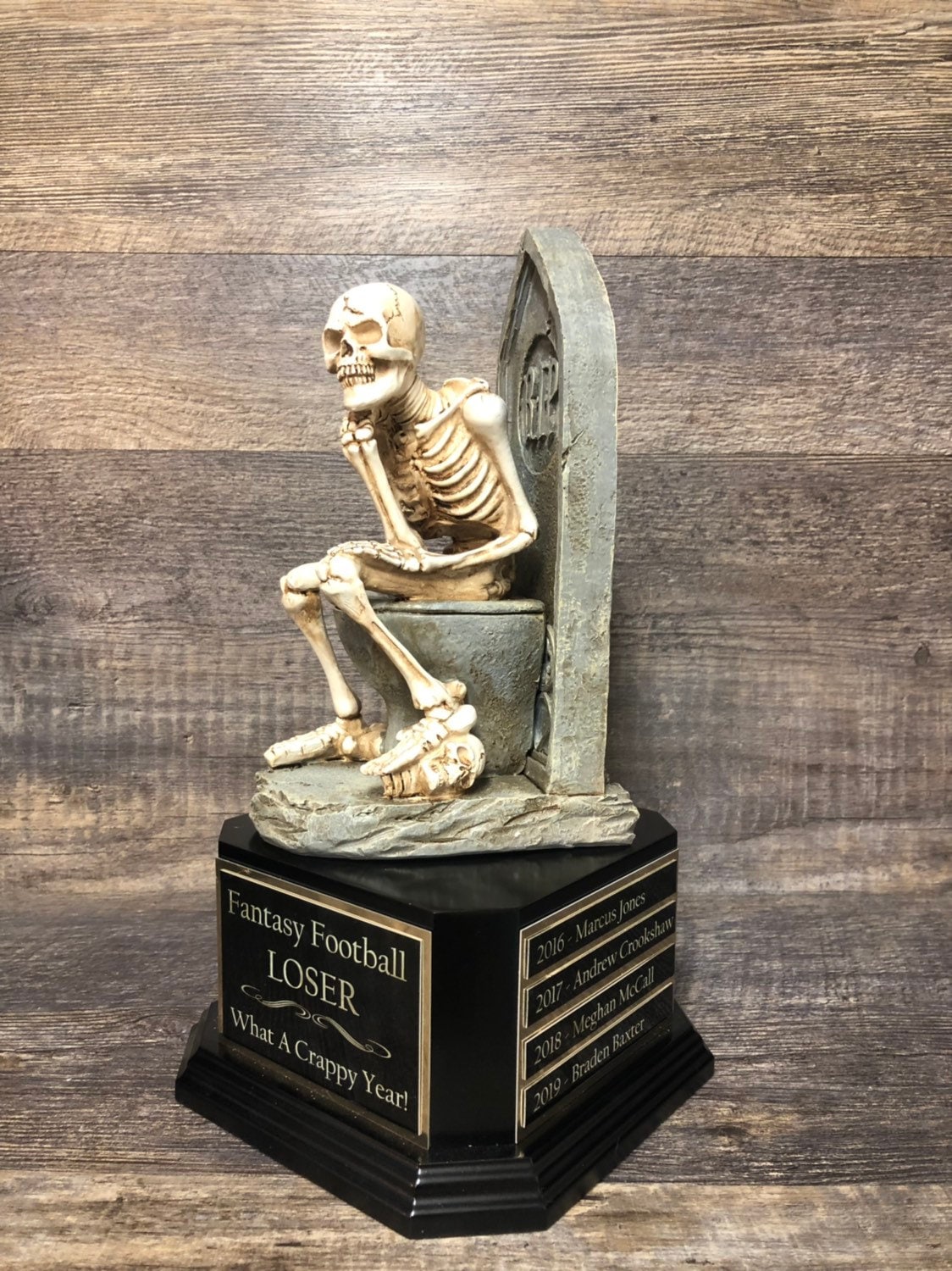 Fantasy Football Loser Trophy FFL Crappy Season Sacko Perpetual Trophy Toilet Bowl Skeleton Funny Trophy Worst Loser