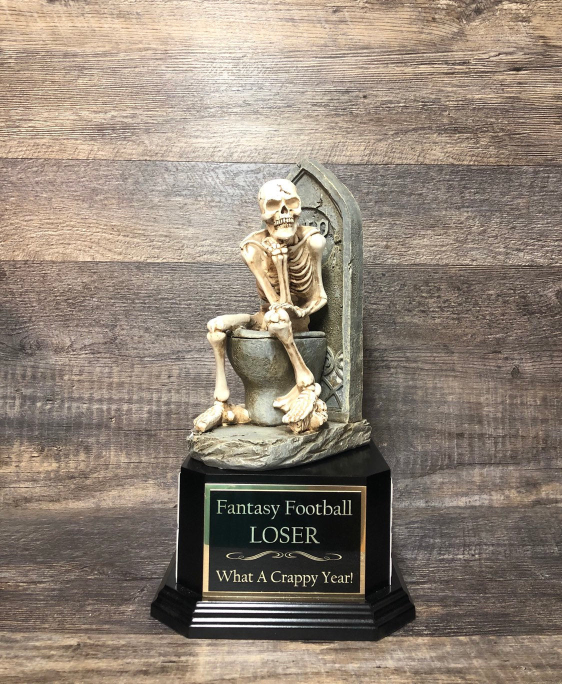 Fantasy Football Loser Trophy FFL Crappy Season Sacko Perpetual Trophy Toilet Bowl Skeleton Funny Trophy Worst Loser