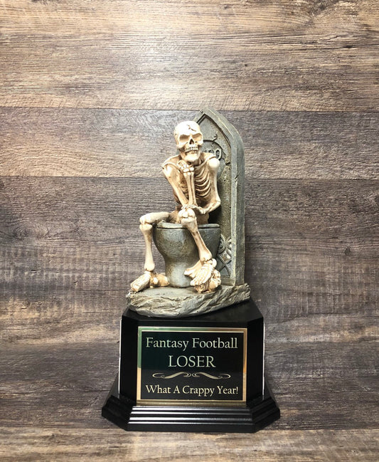 Fantasy Football Loser Trophy FFL Crappy Season Sacko Perpetual Trophy Toilet Bowl Skeleton Funny Trophy Worst Loser