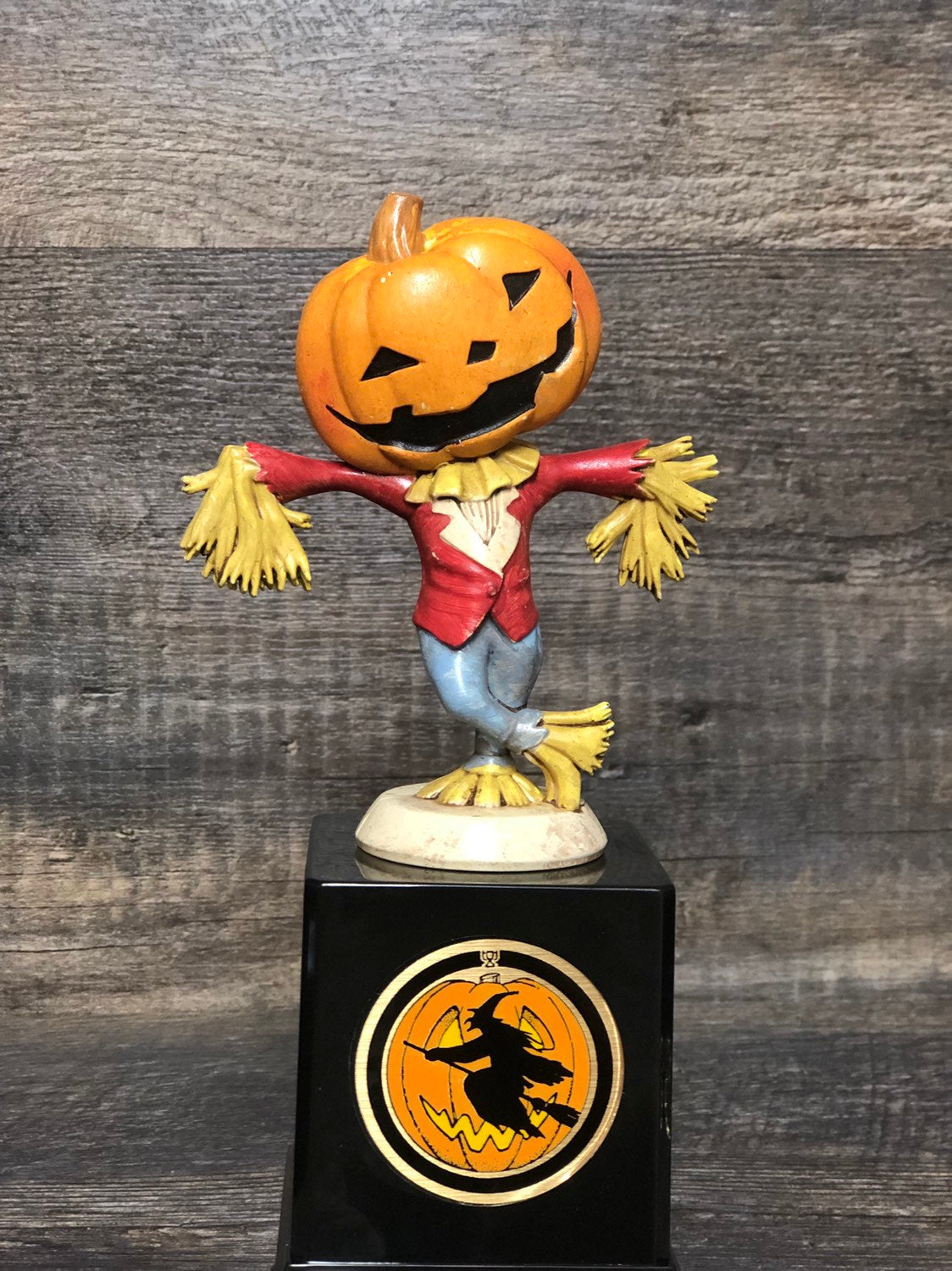 Halloween Trophy Pumpkin Scarecrow Trunk or Treat Best Costume Contest Pumpkin Carving Contest Scariest Costume Vintage Halloween Decor