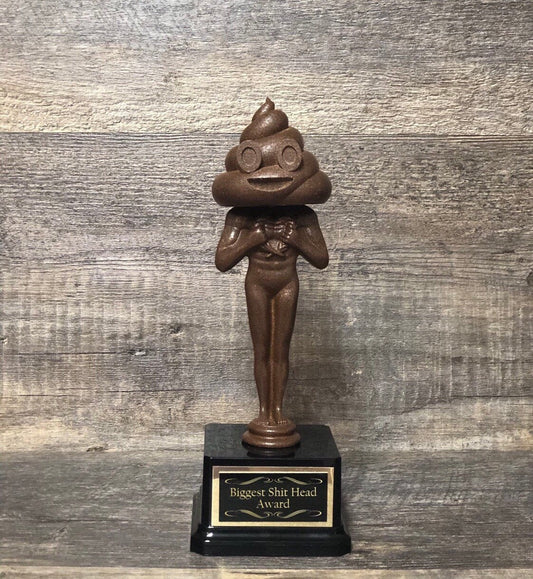 XL Shit Head Funny Trophy Fantasy Football League LOSER Poop Head Award Full Of Shit Trophy FFL Last Place Fantasy Party Pooper Award