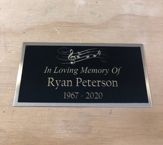 Memorial Urn Plaque Custom Music Notes Name Plate for Cremation Urn or Memorial Plaque Engraved Plate Name Plaque In Loving Memory of