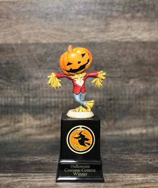 Halloween Trophy Pumpkin Scarecrow Trunk or Treat Best Costume Contest Pumpkin Carving Contest Scariest Costume Vintage Halloween Decor